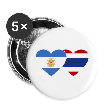 Argentinien Thailand Flagge Herz - Buttons groß 56 mm (5er Pack) - Weiß - Vorne