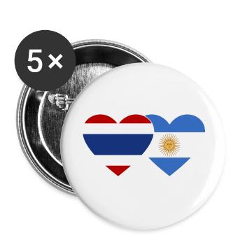 Thailand Argentinien Flagge Herz - Buttons groß 56 mm (5er Pack) - Weiß - Vorne