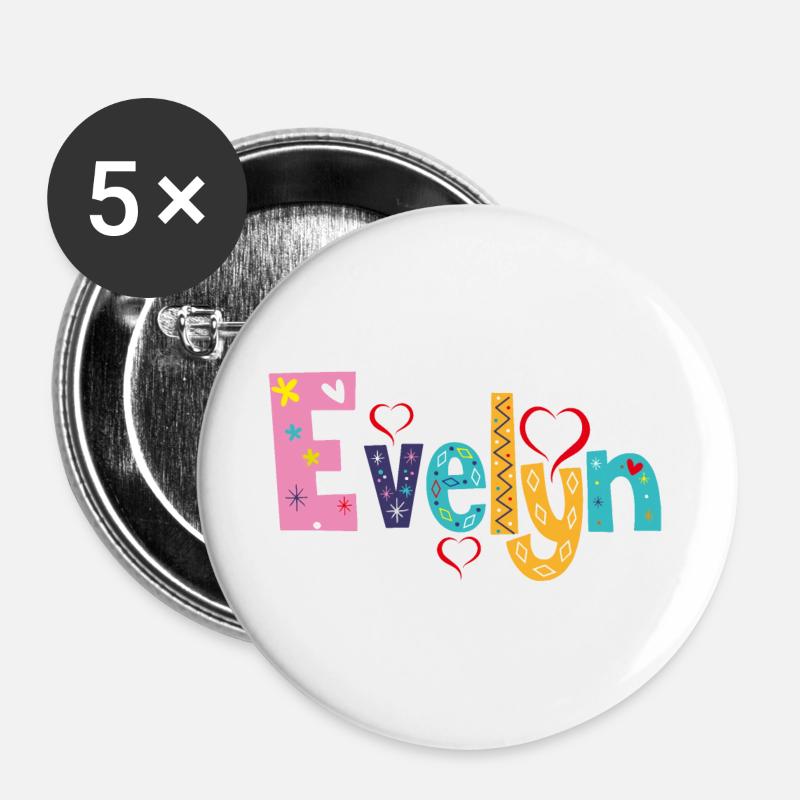 Personalized Evelyn Name - Buttons large 2.2''/56 mm (5-pack) - white