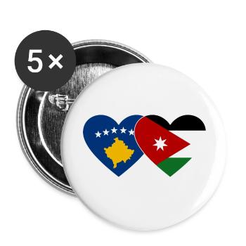 Kosovo Jordanien Flagge Herz - Buttons groß 56 mm (5er Pack) - Weiß - Vorne