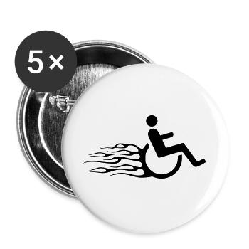 Wheelchair symbol with flames * - Buttons large 2.2''/56 mm (5-pack) - white - Front