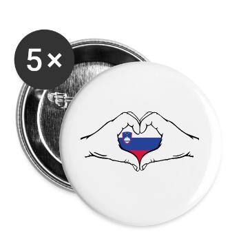 Slowenien Flagge Herzform - Buttons groß 56 mm (5er Pack) - Weiß - Vorne