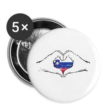 Slowenien Flagge Herzform used - Buttons groß 56 mm (5er Pack) - Weiß - Vorne