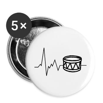 Heartbeat Drum Sports Fan Musician - Buttons large 2.2''/56 mm (5-pack) - white - Front