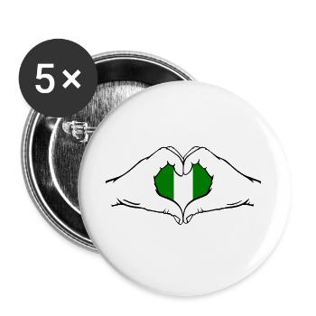 Nigeria Flag Heart Shape - Buttons large 2.2''/56 mm (5-pack) - white - Front