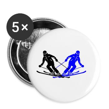 Skiing Skiing Man Silhouette - Buttons large 2.2''/56 mm (5-pack) - white - Front
