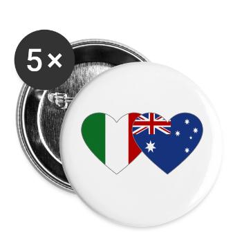 Italy Australia Flag Heart - Buttons large 2.2''/56 mm (5-pack) - white - Front