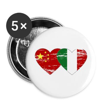 China Italy Flag Heart Used - Buttons large 2.2''/56 mm (5-pack) - white - Front