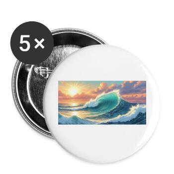 Surfers wave - Caribbean Sea at sunrise - Buttons large 2.2''/56 mm (5-pack) - white - Front