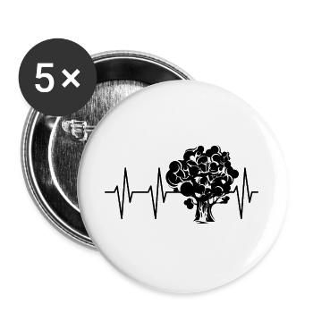 Herzschlag Puls Baum Wald Illustration Logo icon - Buttons groß 56 mm (5er Pack) - Weiß - Vorne