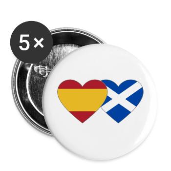 Spain Scotland Flag Heart - Buttons large 2.2''/56 mm (5-pack) - white - Front