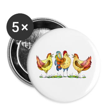 Rooster and hen - Buttons large 2.2''/56 mm (5-pack) - white - Front