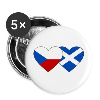 République tchèque Ecosse drapeau coeur - Lot de 5 grands badges (56 mm) - blanc - Devant