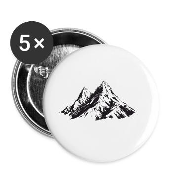 Symbole de paysage de montagnes - Lot de 5 grands badges (56 mm) - blanc - Devant
