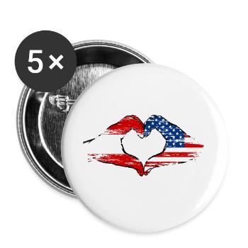 Autriche USA forme de coeur avec les mains utilisées - Lot de 5 grands badges (56 mm) - blanc - Devant