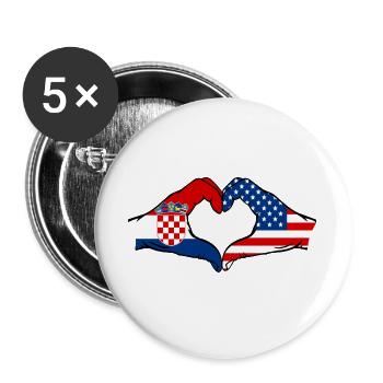 Croatia USA heart shape with hands - Buttons large 2.2''/56 mm (5-pack) - white - Front