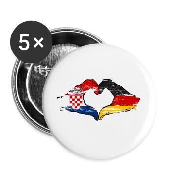 Croatia Germany Heart shape with hands used - Buttons large 2.2''/56 mm (5-pack) - white - Front