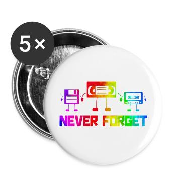 Music, Retro, Heavy Metal, Hard Rock, Punk, Vinyl, Pop - Buttons large 2.2''/56 mm (5-pack) - white - Front