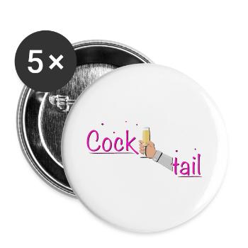 Cocktail Drink Toast Cheers - Buttons large 2.2''/56 mm (5-pack) - white - Front