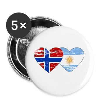 Norway Argentina Flag Used - Buttons large 2.2''/56 mm (5-pack) - white - Front