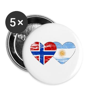 Norwegen Argentinien Flagge used - Buttons groß 56 mm (5er Pack) - Weiß - Vorne