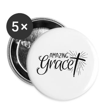 Amazing Grace Lettering - Buttons groß 56 mm (5er Pack) - Weiß - Vorne