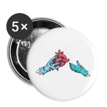 Zombie Hand Giving A Heart - Buttons large 2.2''/56 mm (5-pack) - white - Front