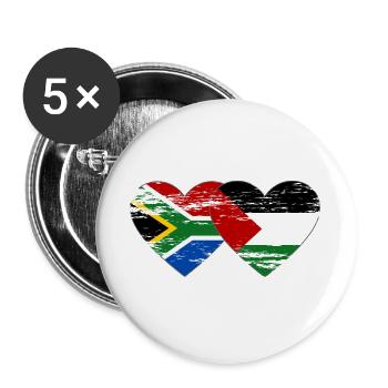 Afrique du Sud Palestine drapeau coeur utilisé - Lot de 5 grands badges (56 mm) - blanc - Devant
