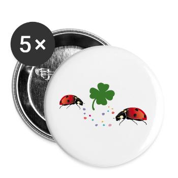 Ladybug Shamrock Lucky - Buttons large 2.2''/56 mm (5-pack) - white - Front