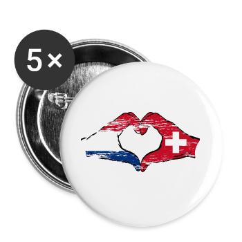 Holland Switzerland Flag Hands Heart Shape Used - Buttons large 2.2''/56 mm (5-pack) - white - Front