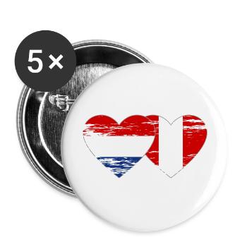 Holland Peru Flagge Herz used - Buttons groß 56 mm (5er Pack) - Weiß - Vorne