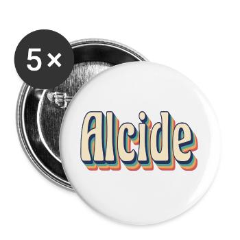Alcide t-shirt retro vintage t-shirt gift idea - Buttons large 2.2''/56 mm (5-pack) - white - Front