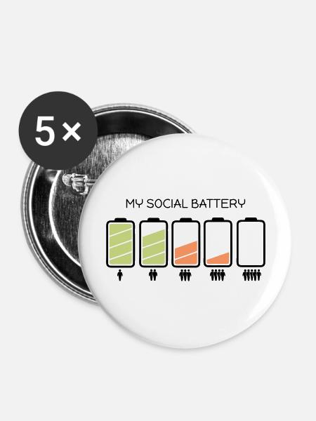 my social battery - Buttons groß 56 mm (5er Pack) - Weiß