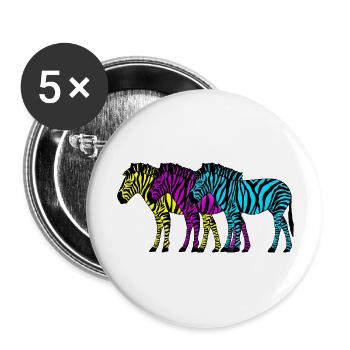 Zèbres - Lot de 5 grands badges (56 mm) - blanc - Devant
