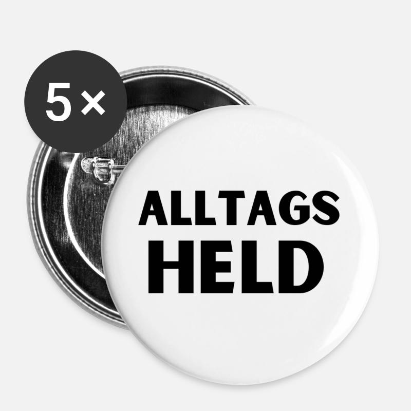 Alltags Held - Buttons groß 56 mm (5er Pack) - Weiß