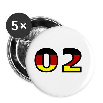 2 Zahl Deutschland Trikot - Buttons groß 56 mm (5er Pack) - Weiß - Vorne