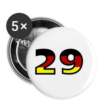 29 Zahl Deutschland Trikot - Buttons groß 56 mm (5er Pack) - Weiß - Vorne