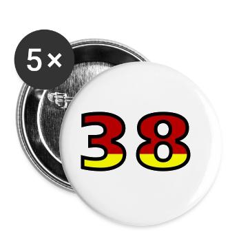 38 Number Germany Jersey - Buttons large 2.2''/56 mm (5-pack) - white - Front