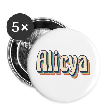 Alicya t-shirt retro vintage t-shirt gift idea - Buttons large 2.2''/56 mm (5-pack) - white - Front