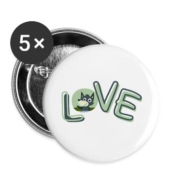 love - Buttons groß 56 mm (5er Pack) - Weiß - Vorne
