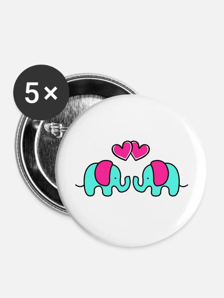 baby elefanten - Buttons groß 56 mm (5er Pack) - Weiß