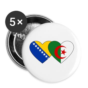Bosnien Algerien Flagge Herz - Buttons groß 56 mm (5er Pack) - Weiß - Vorne