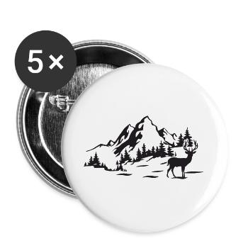 Gebirge - Buttons groß 56 mm (5er Pack) - Weiß - Vorne