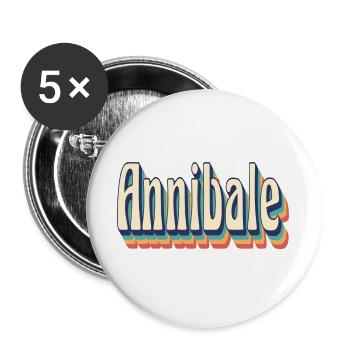 Vintage retro Annibale t-shirt t-shirt - Buttons large 2.2''/56 mm (5-pack) - white - Front