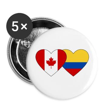 Canada Colombia Flag Heart - Buttons large 2.2''/56 mm (5-pack) - white - Front