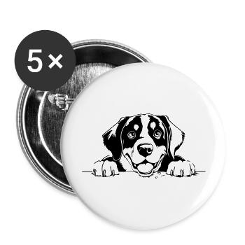 Grand Bouvier Suisse - Lot de 5 grands badges (56 mm) - blanc - Devant