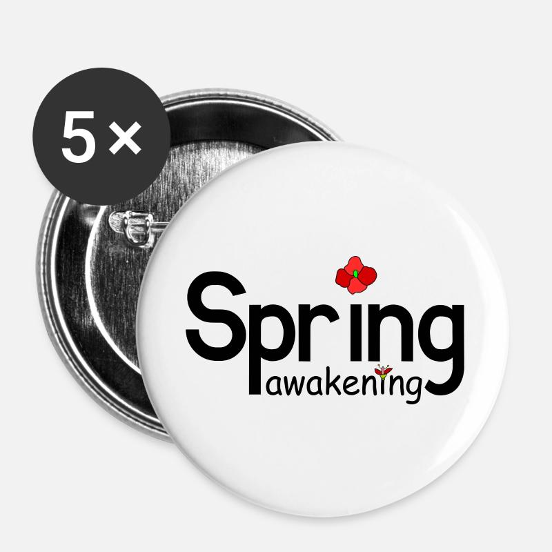 Frühlingserwachen - Buttons groß 56 mm (5er Pack) - Weiß