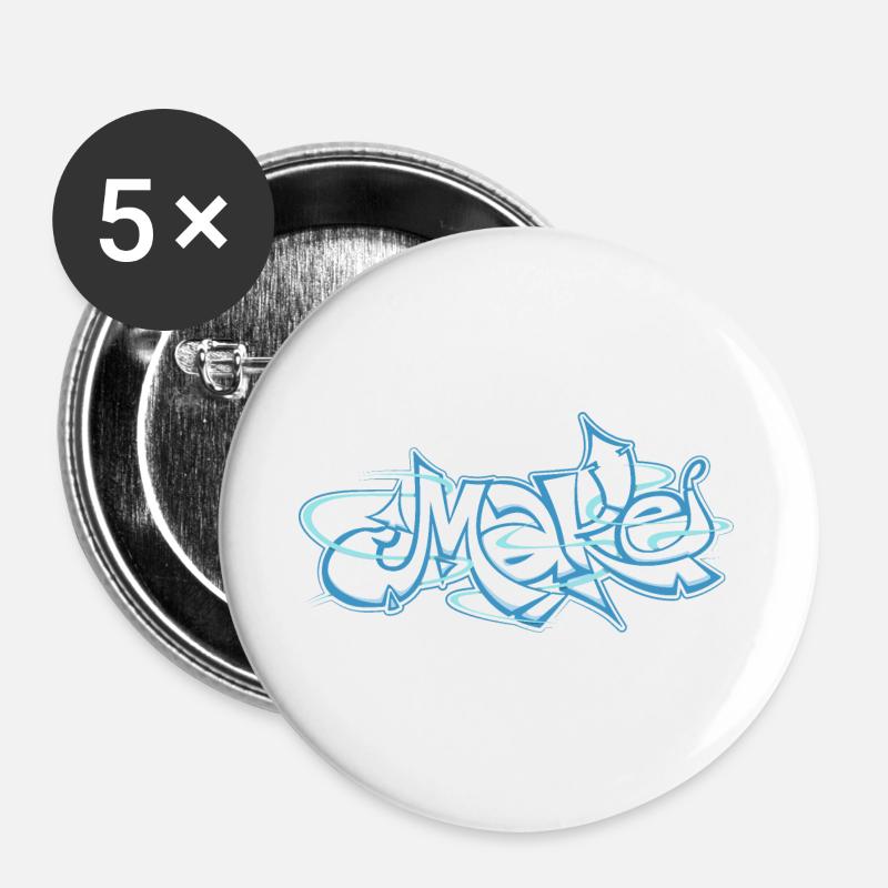 Blue word make graffiti - Buttons large 2.2''/56 mm (5-pack) - white