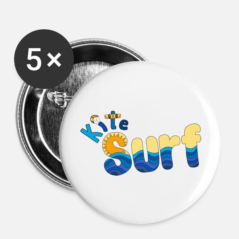 Kitesurf lettering - Buttons large 2.2''/56 mm (5-pack) - white