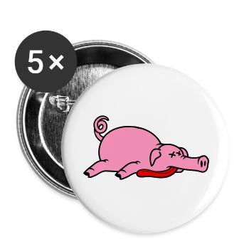 Grillon de porc mort inconscient mangeant de la viande - Lot de 5 grands badges (56 mm) - blanc - Devant